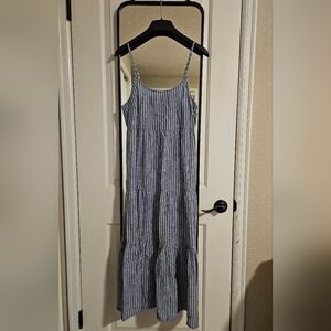 Striped Linen And Cotton Maxi Dress